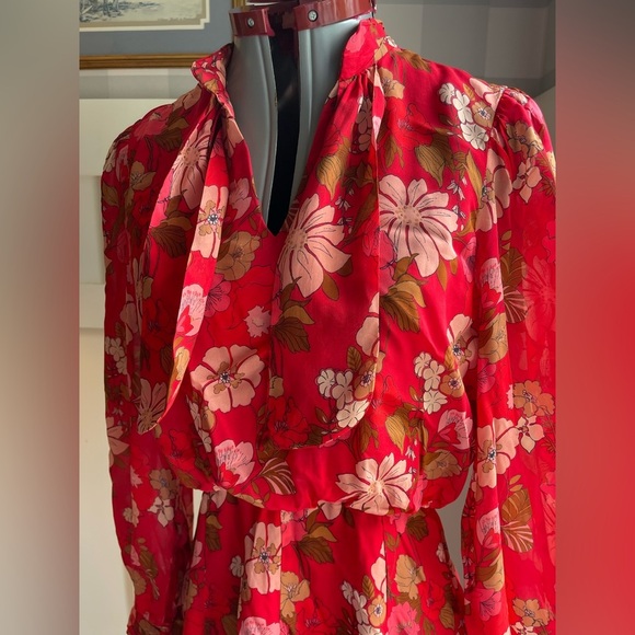 Zara Red Floral Dress Size Medium - Picture 5 of 10